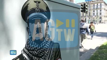 Milano murale di Hitler con la kefiah sul percorso del corteo Pro Pal