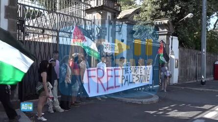 Sumud Flotilla presidio davanti al consolato libico a Roma