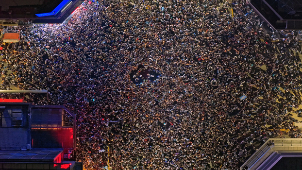Buenos Aires Argentina 15 July 2026 Aerial view of a massive crowd gathered at the Cabildo and Juramento intersection in Belgrano celebrating the World Cup semifinal victory at night. Buenos Aires Argentina 15 July 2026 Aerial view of a massive crowd gathered at the Cabildo and Juramento intersection in Belgrano celebrating the World Cup semifinal victory at night.