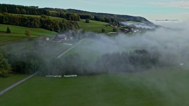 Aerial view of Attersee region in Upper Austria Austria.