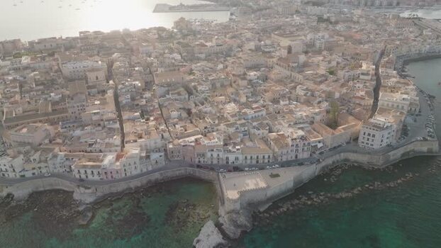 Aerial view of the Island of Ortigia in Syracuse Italy.