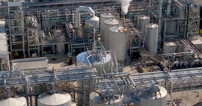 Aerial view of an industrial chemical plant United States. Aerial view of an industrial chemical plant United States.