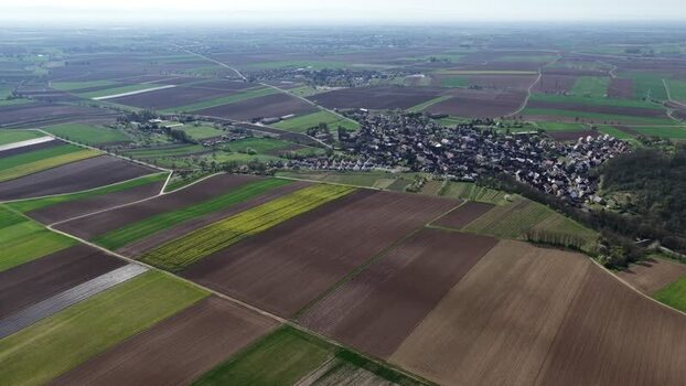 Aerial view of Wintzenheim Kochersberg village France.