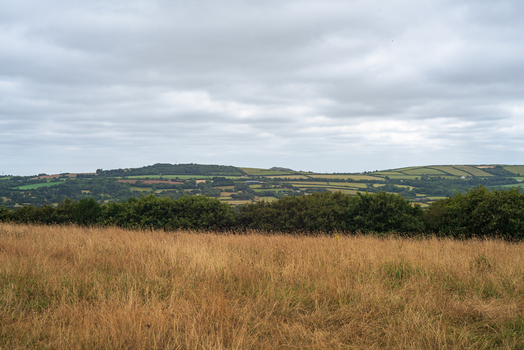 View of the rolling hills and countryside landscape near the Bodmin monument under a cloudy sky in Bodmin Cornwall United Kingdom. View of the rolling hills and countryside landscape near the Bodmin monument under a cloudy sky in Bodmin Cornwall United Kingdom.