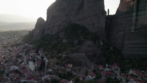 Aerial view of Meteora rock formations in Trikala Greece. Aerial view of Meteora rock formations in Trikala Greece.