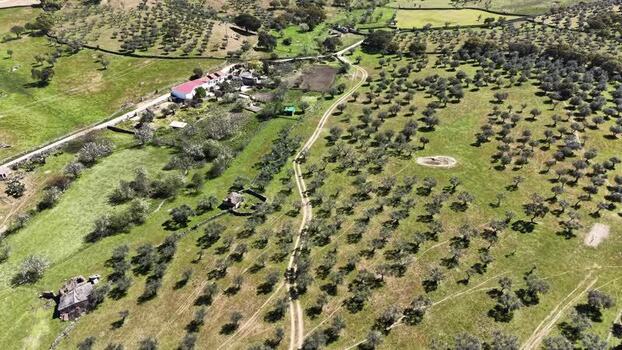 Aerial view of rural landscape and farm Spain.