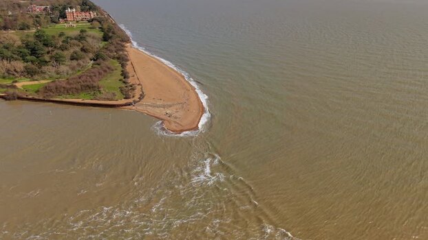 Aerial view of Felixstowe crossing to Bawdsey United Kingdom.