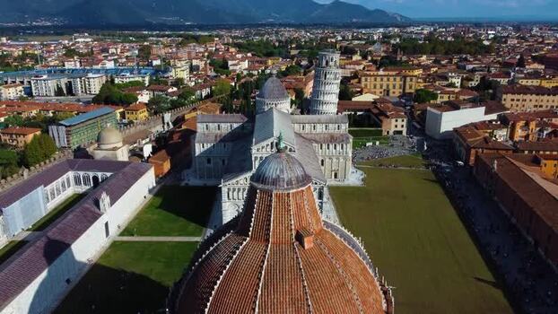 Aerial view of Piazza dei Miracoli in Pisa Italy. Aerial view of Piazza dei Miracoli in Pisa Italy.