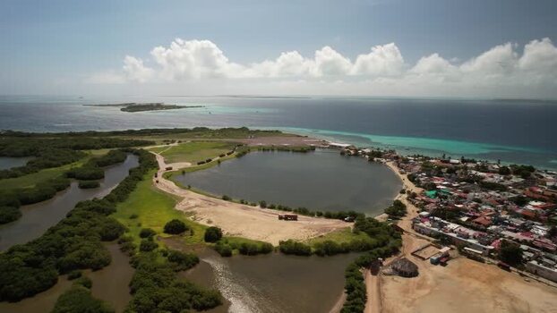 Aerial view of Los Roques archipelago Venezuela.