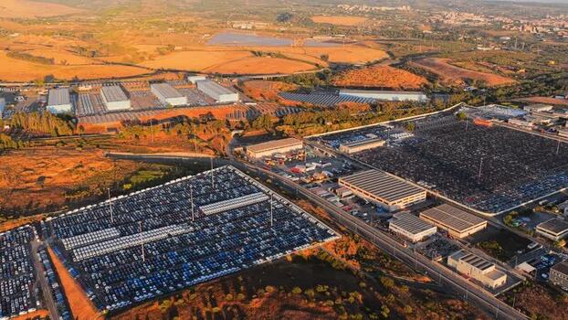 Aerial view of automotive storage at Civitavecchia Port Italy. Aerial view of automotive storage at Civitavecchia Port Italy.