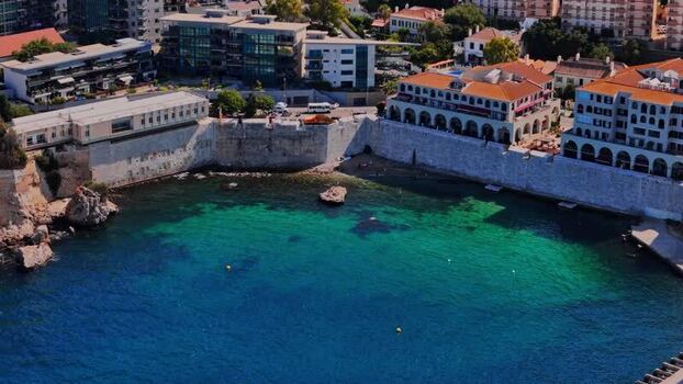 Aerial view of Rosia Bay in Gibraltar Gibraltar.