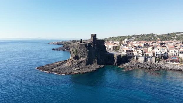 Aerial view of the historic castle on the coast Italy. Aerial view of the historic castle on the coast Italy.
