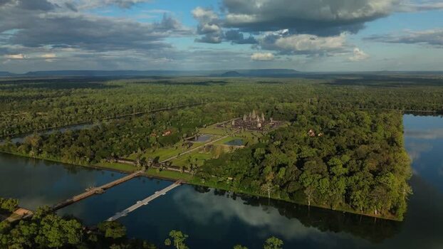 Aerial view of Angkor Wat temple complex in Cambodia. Aerial view of Angkor Wat temple complex in Cambodia.