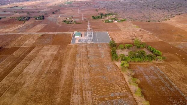 Aerial view of power substation in Loitokitok Kenya.