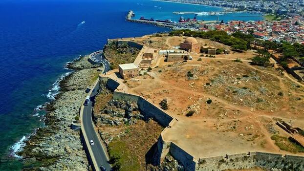 Aerial view of Fortezza of Rethymno Greece.