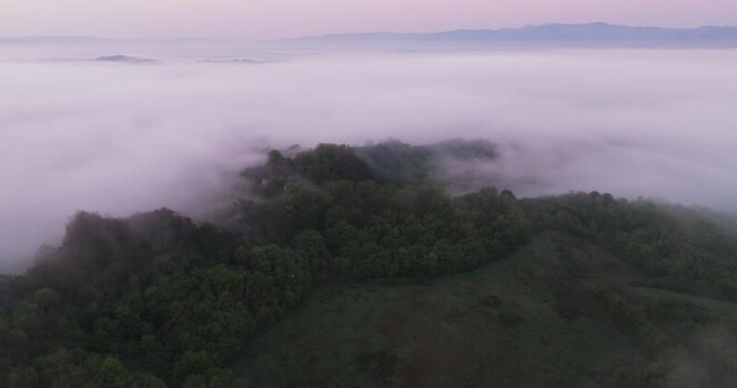 Aerial view of Balze del Valdarno rock formations in the fog Italy. Aerial view of Balze del Valdarno rock formations in the fog Italy.
