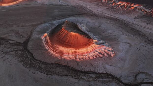 Aerial view of Mount Bokty in the Mangystau desert Kazakhstan. Aerial view of Mount Bokty in the Mangystau desert Kazakhstan.