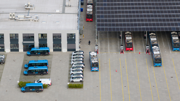 Purmerend Netherlands 15 June 2026 Aerial view of Electric Public Transport Charging Hub in Purmerend Purmerend Netherlands 15 June 2026 Aerial view of Electric Public Transport Charging Hub in Purmerend