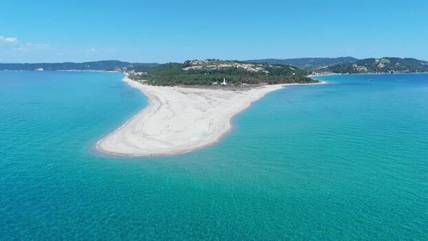 Aerial view of Possidi Beach and turquoise waters Greece.