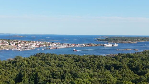 Aerial view of Styrso island and harbor in Gothenburg Sweden.