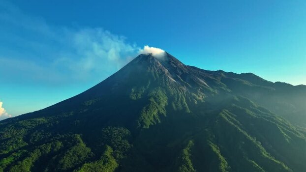 Aerial view of Mount Merapi in Indonesia.