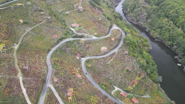 Aerial view of Ribeira Sacra vineyards Spain. Aerial view of Ribeira Sacra vineyards Spain.