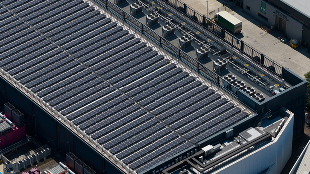 Aerial view of data center backup generators and HVAC systems in Hemel Hempstead Aerial view of data center backup generators and HVAC systems in Hemel Hempstead