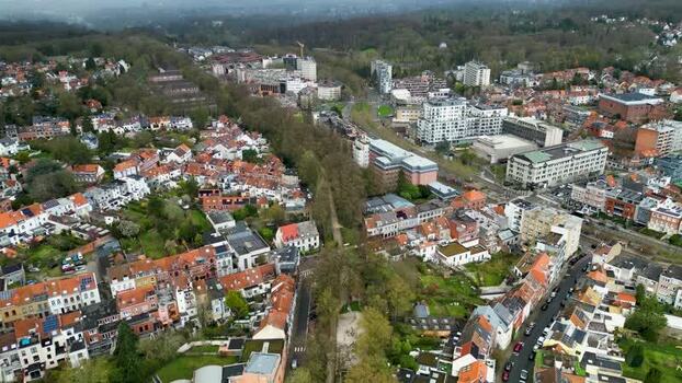 Aerial view of buildings and streets Belgium. Aerial view of buildings and streets Belgium.