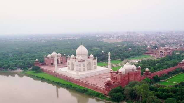 Aerial view of Taj Mahal in Agra India. Aerial view of Taj Mahal in Agra India.