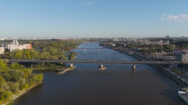 Aerial view of Vistula River and bridges Poland. Aerial view of Vistula River and bridges Poland.