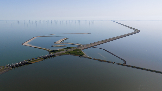 Aerial View of the Vismigratierivier at the Afsluitdijk Aerial View of the Vismigratierivier at the Afsluitdijk