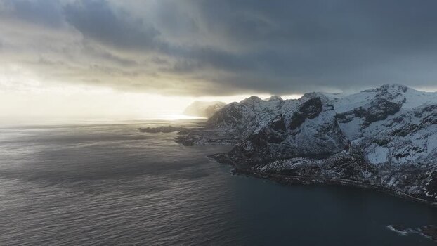 Aerial view of Reinebringen mountain Norway.