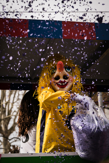 Basel Switzerland 10 March 2025 View of a vibrant Fasnacht reveler amidst a shower of confetti showcasing the city s festive spirit. Basel Switzerland 10 March 2025 View of a vibrant Fasnacht reveler amidst a shower of confetti showcasing the city s festive spirit.