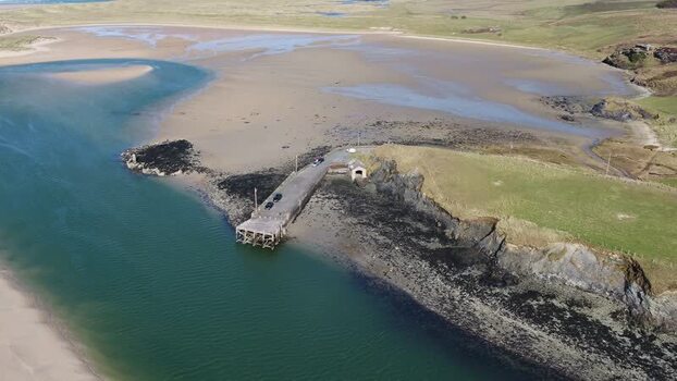Aerial view of the pier at Ballyness Bay Ireland. Aerial view of the pier at Ballyness Bay Ireland.