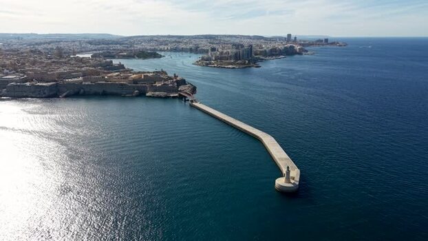 Aerial view of Saint Elmo lighthouse and breakwater Malta. Aerial view of Saint Elmo lighthouse and breakwater Malta.