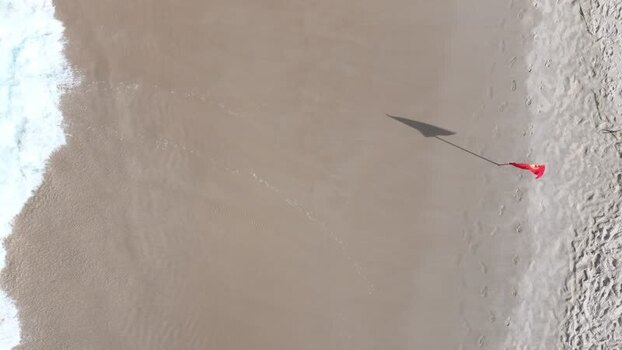 Aerial view of a red flag on Copacabana Beach Brazil.
