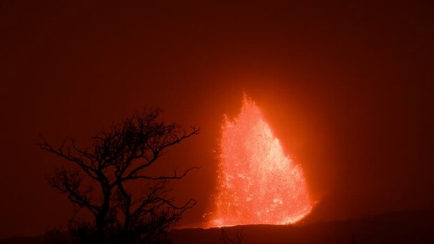 View of lava fountain at Halema uma u Crater United States.