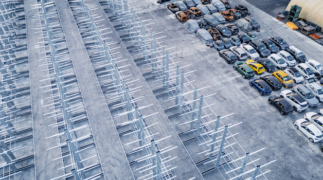 Livron sur Drome France 20 June 2026 Aerial view of a vehicle salvage yard with rows of damaged and end of life cars parked on a concrete lot. Livron sur Drome France 20 June 2026 Aerial view of a vehicle salvage yard with rows of damaged and end of life cars parked on a concrete lot.