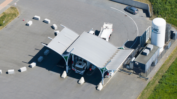 Aerial View of Rolande Hydrogen and LNG Gas Station