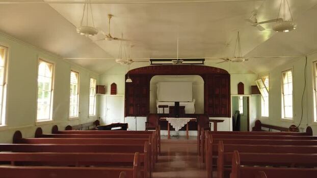 View of a church interior Pitcairn Islands.