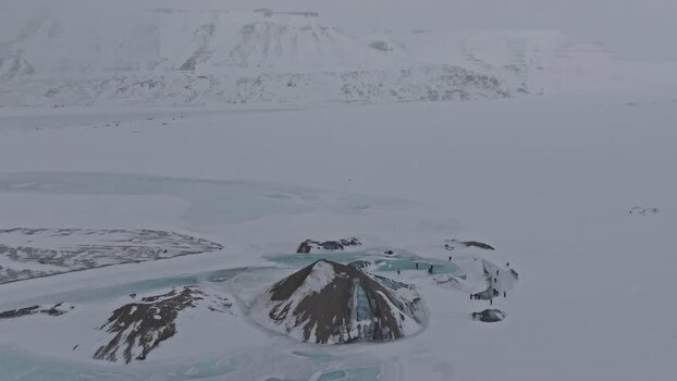 Aerial view of Pyramiden in Svalbard Svalbard and Jan Mayen.