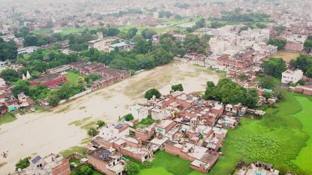 Aerial view of solar scheme in Lucknow India.