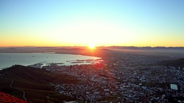 View of Table Mountain and city South Africa.