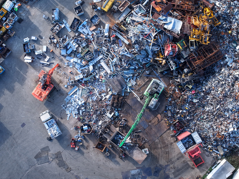 Melbourne Australia 22 September 2026 Aerial view of an industrial scrap metal recycling facility in Kilsyth with piles of discarded metal heavy machinery and trucks in a busy yard. Melbourne Australia 22 September 2026 Aerial view of an industrial scrap metal recycling facility in Kilsyth with piles of discarded metal heavy machinery and trucks in a busy yard.