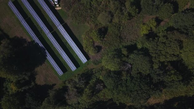 Aerial view of solar panels in Sandhurst United Kingdom. Aerial view of solar panels in Sandhurst United Kingdom.