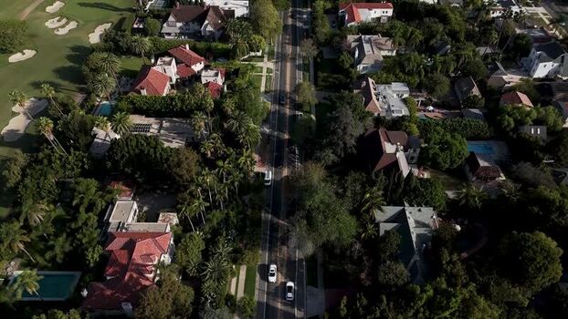Aerial view of Rossmore Ave in Los Angeles United States. Aerial view of Rossmore Ave in Los Angeles United States.