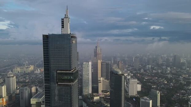 Aerial view of skyscrapers in Central Jakarta Indonesia. Aerial view of skyscrapers in Central Jakarta Indonesia.