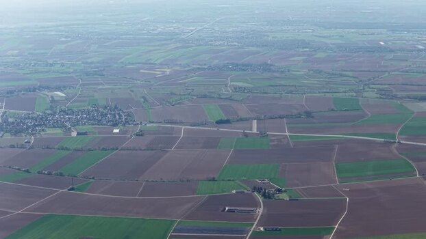Aerial view of agricultural fields France.