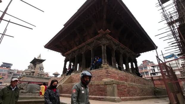 View of a traditional Newari temple in Durbar Square Nepal.