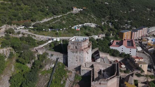 Aerial view of Moorish Castle in Gibraltar Gibraltar. Aerial view of Moorish Castle in Gibraltar Gibraltar.